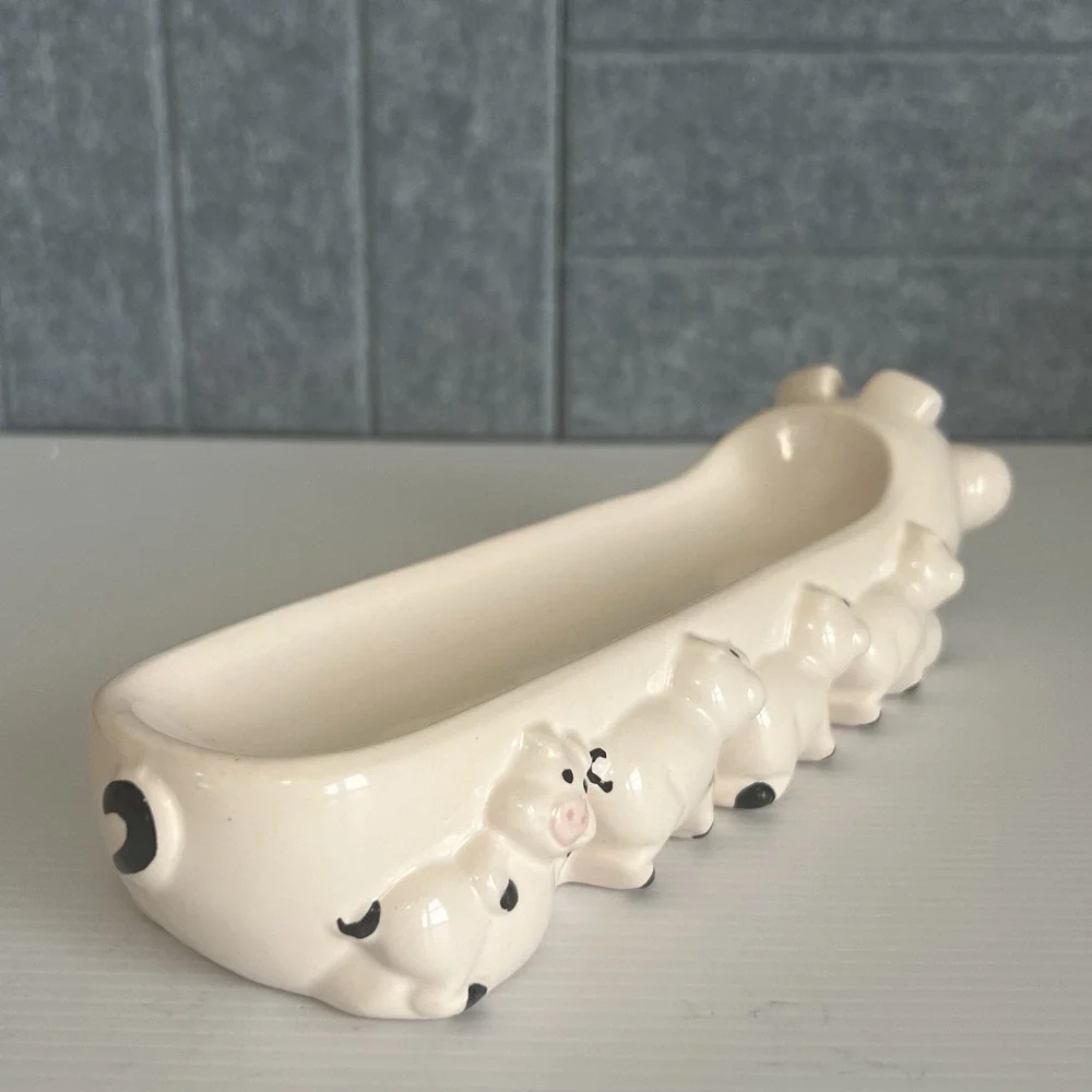 Vintage 1983 Ron Gordon Design Ceramic Pig & Piglets Cracker Cheese Butter Dish